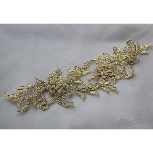 Vintage Gold Lace applique , Rococo Trim Lace Applique, Luxury Bridal Lace , for Jewelry Design