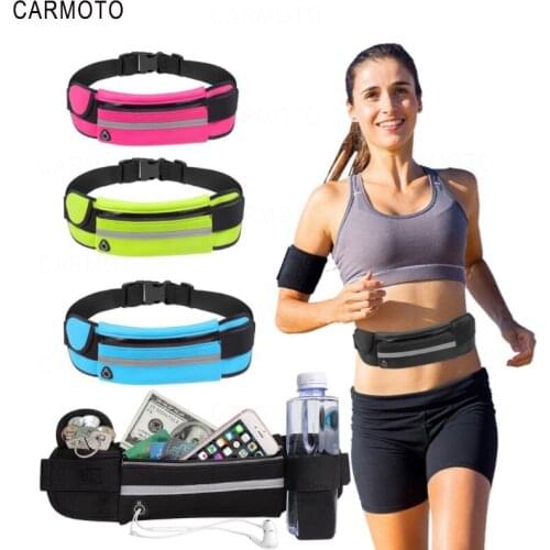 Waterproof Sport Runner Waist Bum Bag Running Jogging Belt Pouch Zip Fanny Pack Kettle Waist Bag Anti-theft Cell Phone Pocket