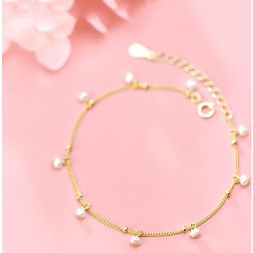 YIZIZAI Real 925 Sterling Silver Minimalist Sweet Elegant Pearl Charm Bracelet for Women Wedding Jewelry Gift
