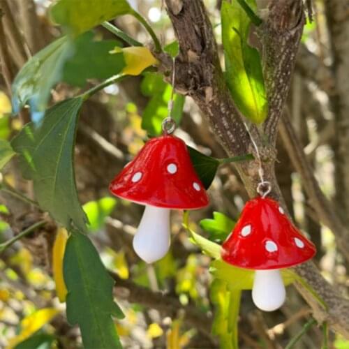 COTTAGECORE MUSHROOM EARRINGS Vacation Fungi Jewelry, Mushroom Gift, Amanita Red Shroom Quirky Earring Hand Made Miniature K43FV
