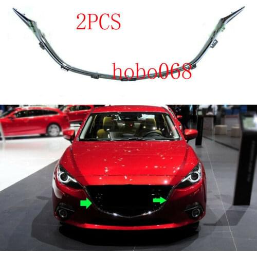 For 2014 2015 2016 Mazda 3 Axela Car L+R Front Bumper Grille ABS Chrome Trim Replace 2pcs