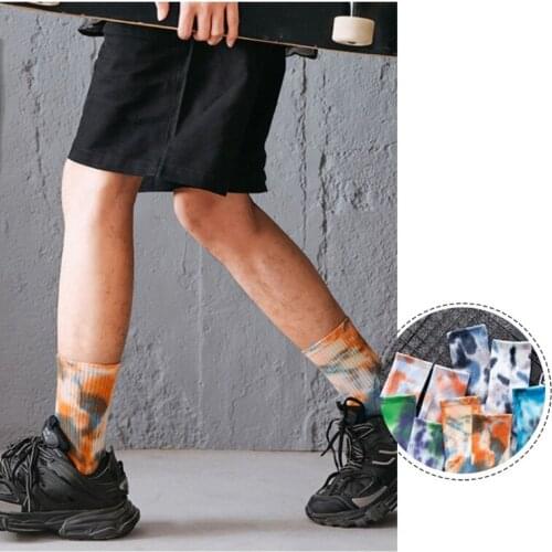 066C Unisex Multicolor Gradient Print Crew Socks Harajuku Hip Hop Skateboard Hosiery