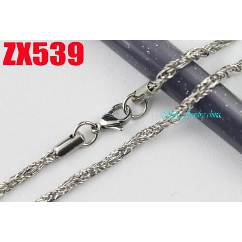 14"-38" length 3.2mm Twist foxtail chain stainless steel necklace fashion Sweater chain punk jewelry 20pcs ZX539