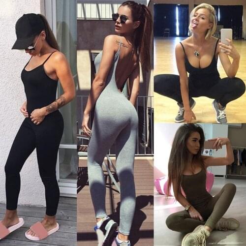 2021 Women Sexy Jumpsuits Yoga Sport Suit Sleeveless Backless Female Gym Running Fitness Workout Athletic One Piece Women Set