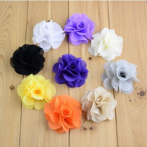 25pcs/lot 2.56 inch Neon Chiffon head Flowers Flat back For girls Headband Kids Hair accessories MH88