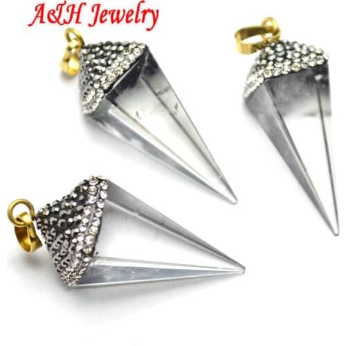 5pcs Natural Transparency Crystal Tetrahedron Shape Pendant Fashion Women Jewelry Making Materials
