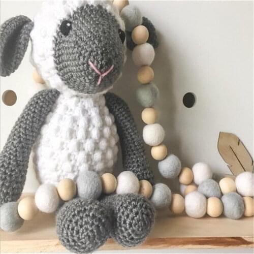 60pcs Wooden Beads Garland Rustic Home Decor Party Kids Gifts Hanging Wall Decorations Beautiful Baby Room Ornament