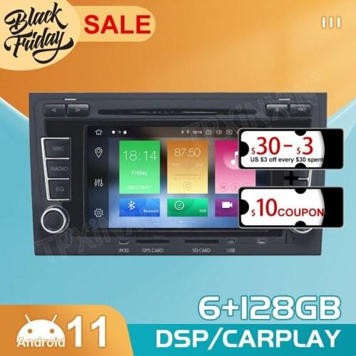 PX6 Android 11.0 6G+128G Carplay For AUDI A4 2002 2003 2004 2007 GPS Car Navigation Multimedia Video Stereo DVD Player Radio