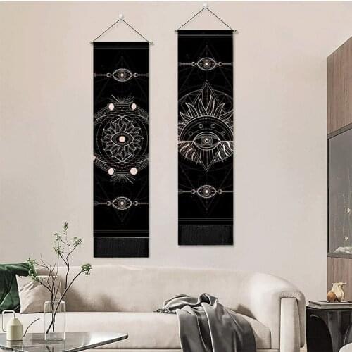 Bohemia Hippie Phase Tapestry Black Mandala Wall Hanging Matrix Macrame Throw Blanket Home Decor Wall Hanging Office Decor