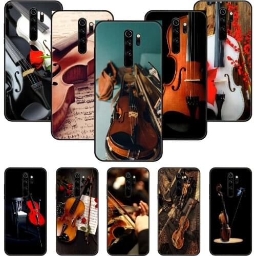 Phone Case For Xiaomi Redmi Note 8 8T 7 7A 9 9S 8A 4 5 Pro Black Cover Prime Tpu Coque Silicone Etui 3D Musical Violin Guitar