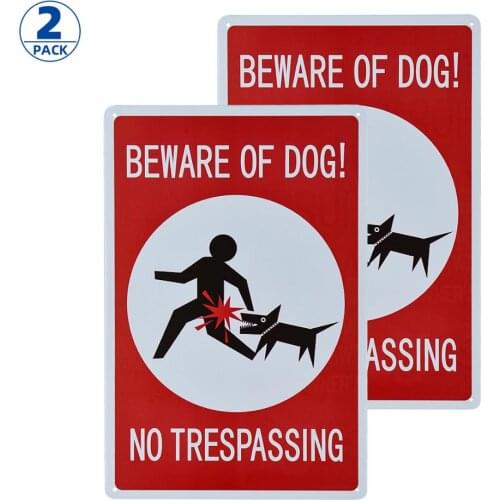 DL-2-Pack No Trespassing Beware of Dog 8” x 12” Vintage Retro Metal Sign