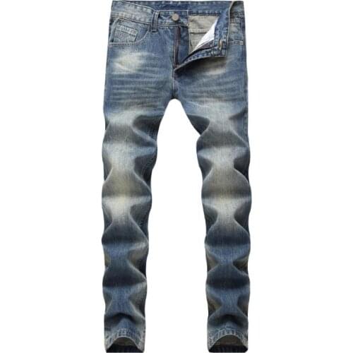 Sale Basic Hot classic Mens Casual Straight Jeans Men Washed Thick Denim High Quality Business Long Trousers size 29-42