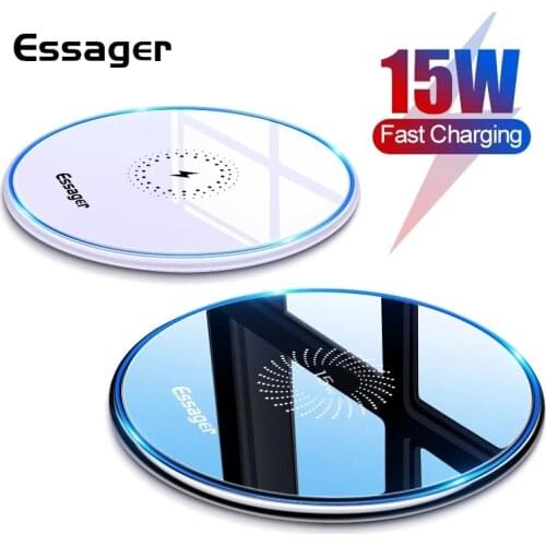 Essager 15W Qi Wireless Charger For iPhone X/XS Max XR 8 Plus Mirror Wireless Charging Pad For Samsung S9 S10+ Note 9 8