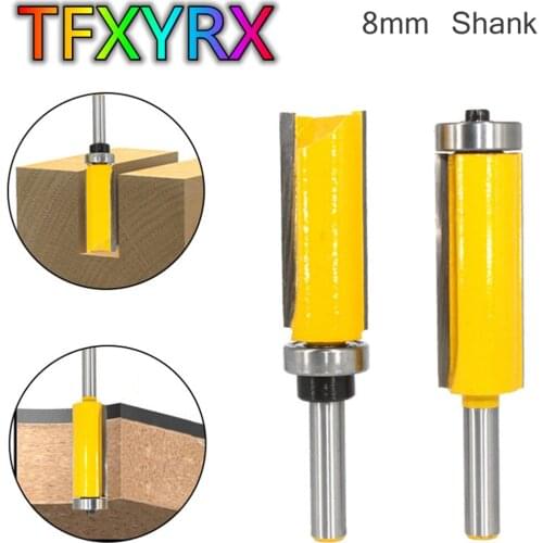 8mm Shank Flush Trim Pattern Router Bit Set Top&Bottom Bearing Bits Milling Cutter for Wood Woodworking Tools