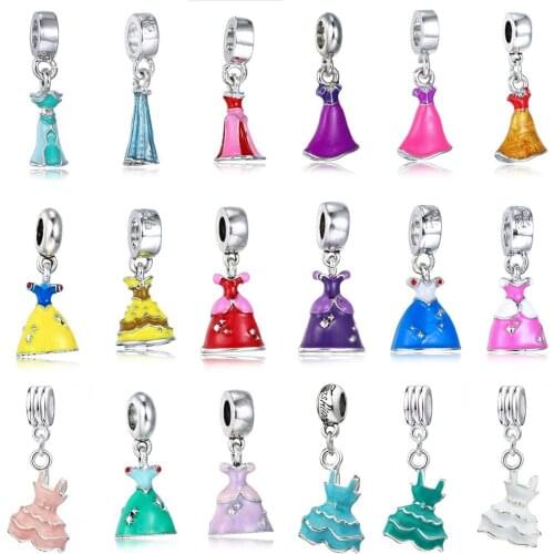 Hapiship Original Daisy Fashion Colour Glaze Fairy Tale Princess Charm Beads Fit Charm Bracelet Female DIY Jewelry Making DJ386