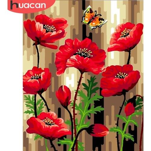 HUACAN Oil Painting By Number Flower HandPainted Art Pictures By Number For Adults Kits DIY Gift For Living Room