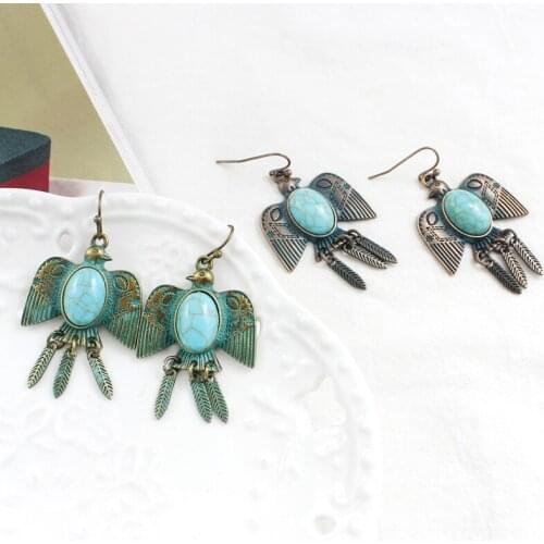 Personalized Tribe Sun Bird Feather Ethnic Totems Crystal Pendant Eagle Kite Bronze Earrings Elegant Gifts For Friends Lovers