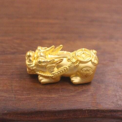 Fine 999 Pure 24K Yellow Gold Pendant 3D Luck Bless Coin Pixiu Bead Pendant 1.9-2.2g 25x12mm Women Men Gift