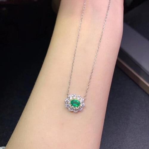 Classic natural emerald necklace, royal style, world famous gem, good quality, low price, 925 silver