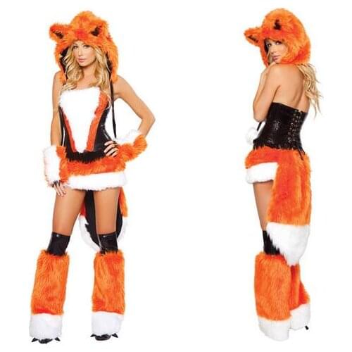 Women Sexy Animal Costume Cosplay Firefox Costumes For Halloween Sexy Backless Temptation Game Uniform Disfraces Adultos CE248