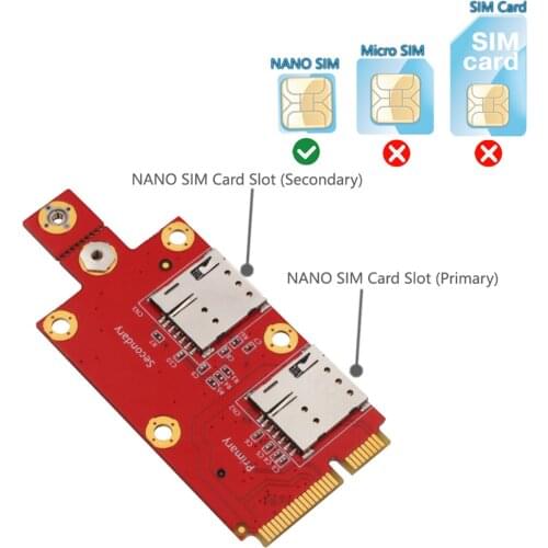 M.2 Key B to Mini PCIE Adapter Converter Card Expansion Cards w Dual NANO SIM Card Slot for 3G/4G/5G Module for desktop/Laptop