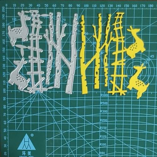 Pine Forest Deer Fence Metal Steel Cutting Dies Stencils for Scrapbooking Album Paper Card Making Punch Die Template 2021 New