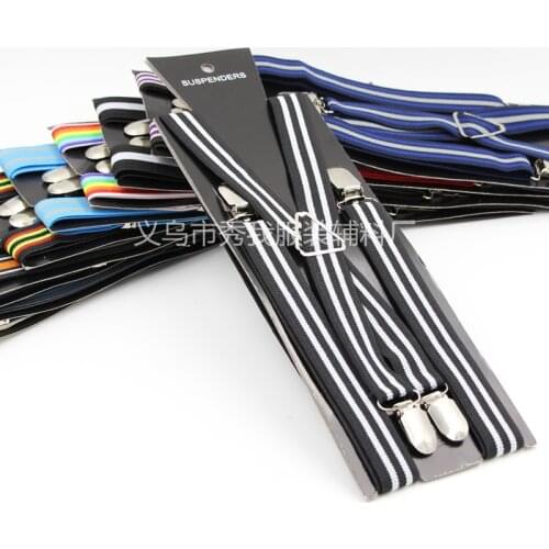 Mens Stripe Suspender Durable Trouser Braces 4 Clips Adjustable Elastic Suspenders Womens Jacquard Belts Strap, 1000PCS