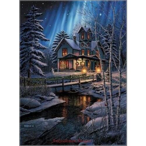 Embroidery Counted Cross Stitch Kits Needlework - Crafts 14 ct DMC Color DIY Arts Handmade Decor - Holiday Lights