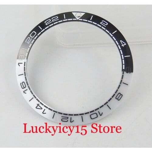 New Black White 38mm Watch Bezel Ceramic Ring Insert Fit 40mm Men Watch