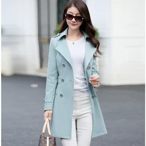 New Fashion Long Trench Coat For Women Spring Autumn Womens Office Blend Overcoat Female Outwear Trenchcoat Femme