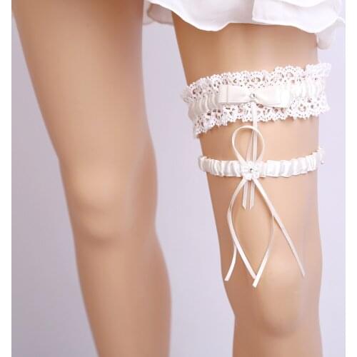 NEW Wedding Bridal Lace Pearls Garter Bowknot Trim Bride Night Party Theme Dress Wedding Party Gift Favor