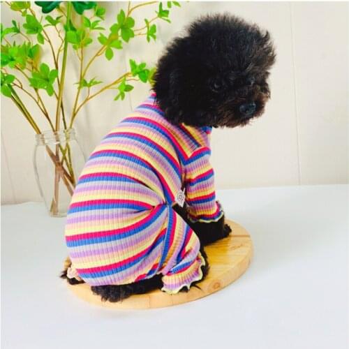 Dog Pajamas Jumpsuit Cotton Dog Clothes Sleepwear Color stripes Pet Clothing Pyjama Puppy Costume Small Dog Apparel Outfit Pants