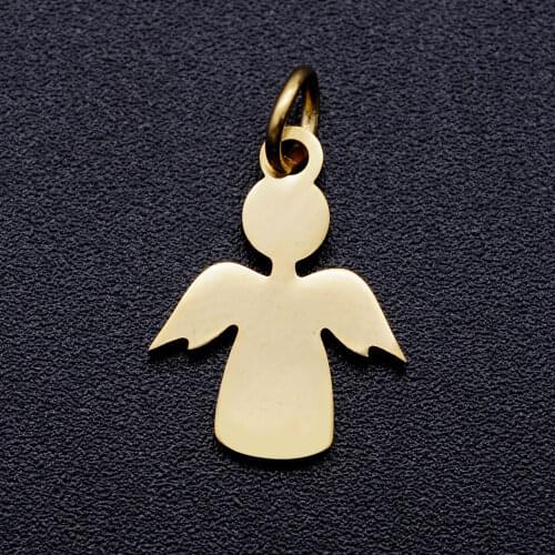 5pcs/lot Etched Angel 316L Stainless Steel DIY Charm Pendants for Necklaces Never Tarnish AAAA Quality