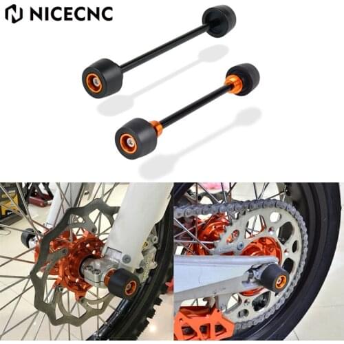 NICECNC Front Rear Axle Sliders Fits with 22mm Front Axle 20MM Rear Axle FOR KTM 125-500EXC/EXC-F/XC-W HUSQVARNA TE/FE125-501