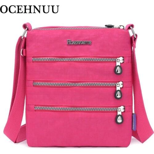 OCEHNUU Casual Nylon Women Messenger Bags Crossbody Bag Girls Small Waterproof Purse Shoulder Bag Woman Zipper Torebka Damska