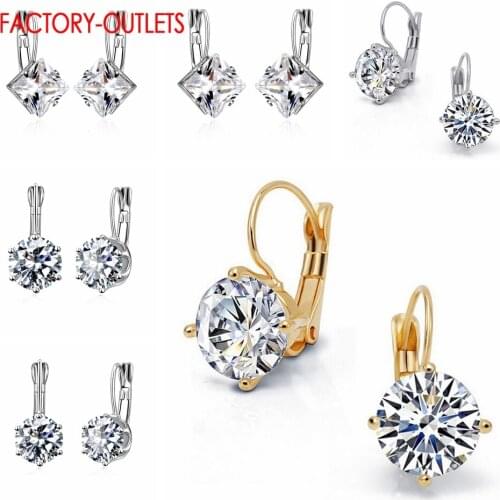 Drop Shipping 100% Real 925 Sterling Silver Brilliant CZ Crystal Hoop Earrings For Women Girls Anniversary Party New Fashion
