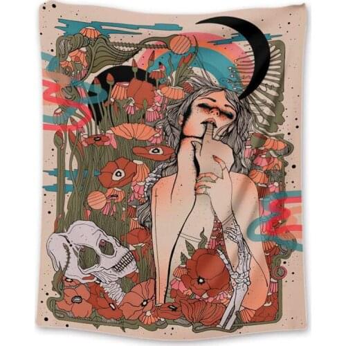 Retro style Wall Hanging Tapestry Sexy Beauty Love Skull Tapestries Bedroom Living Room Dorm Home Decor Yoga Mat