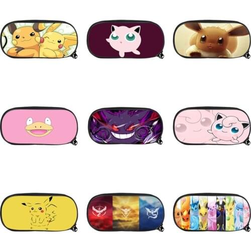 Pokemon Pikachu Jigglypuff Gengar Cartoon Pencil Bag Student Cute Large-capacity Stationery Bag Essential School Supplies