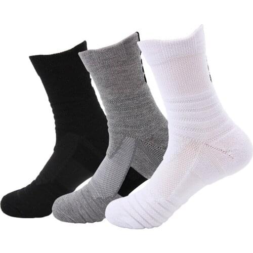 1 Pair Men Thermal Sports Socks Cotton Cycling Basketball Running Winter Hiking Basket Tennis Ski Man Bike No Slip Skiing