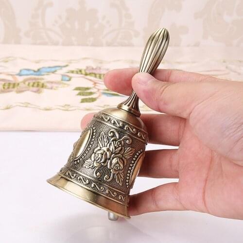 Vintage Bell Hand Call Bell Gold Silver Multi-Purpose Bells for Craft Wedding Decoration Alarm School Church Classroom Bar Hotel