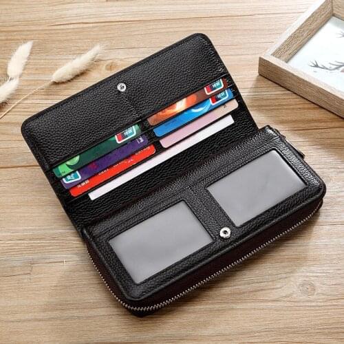 Real leather bag large capacity mens wallet RFID long organ multi card credit card bag