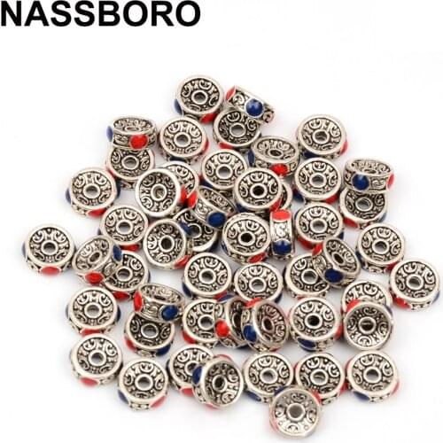 Top Quality 10pcs/lot 8mm Antique Metal Silver Spacer Beads Drip Oil CapsCharm Bedas For Jewelry Making Bracelet Findings