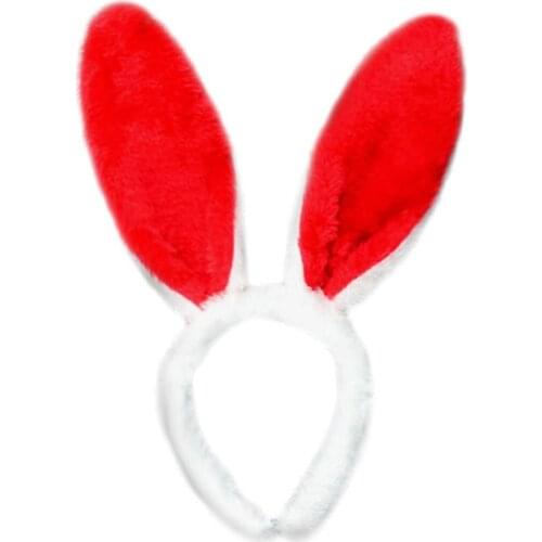 Female Girls Cosplay Headband Fluffy Plush Sweet Long Rabbit Bunny Ears Bandana Hair Hoop Cartoon Anime Headpiece