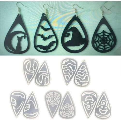 Halloween Earrings Combination Earrings Mold Halloween Pumpkin Silicone Mold Home Decoration Mold Suitable for Women