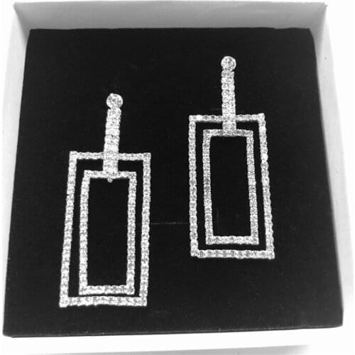 Ladies luxury Rhinestone Square Earrings Fashion elegant pendant earrings jewelry accessories gift