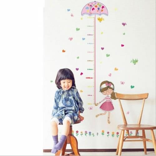 Umbrella Girl Height Chart Measure Wall Sticker Art Vinyl Decal Kids Room Decor