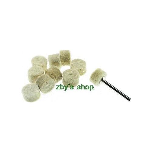 10pc 1/2" Felt Wool Buffing Polishing Wheels Pads With 3.2mm Dia Mandrel Shank