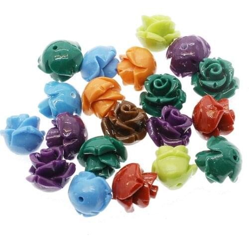 10pcs Mixed Color Rose Flower Synthetic Coral Beads 10x10mm Hand-carved Coral Flower DIY Fashion Earrings Necklace Accessories