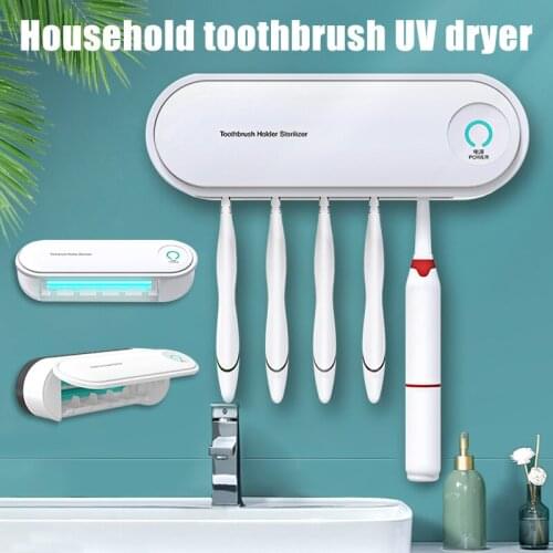 2021 Toothbrush Holder Rack with UVC Light Eliminator Lamp Ultraviolet Toothbrushes Dryer SSwell