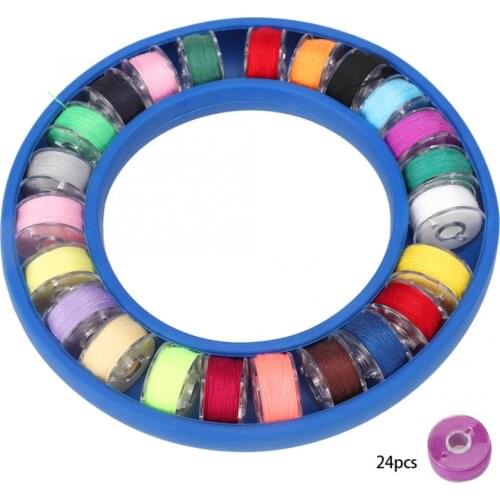 24pc/set Sewing Bobbins Storage Box Silicone Round Compact Lightweight Sewing Case Container Bobbin Sewing Storage Box Case